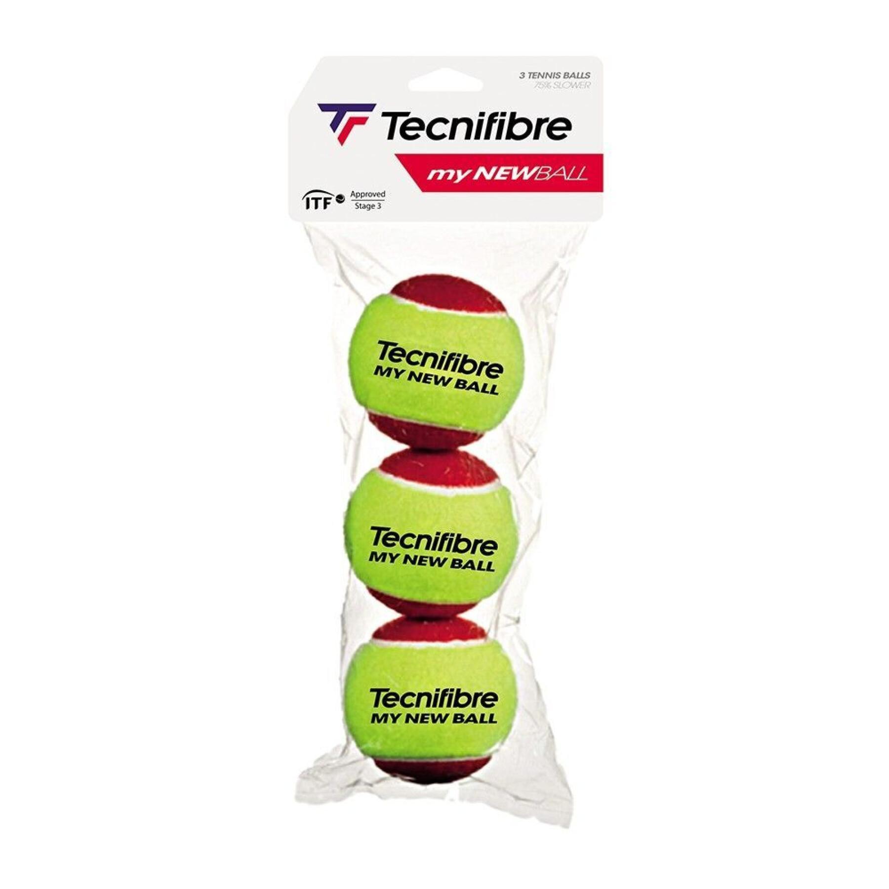 3er-Set Kinder-Tennisbälle Tecnifibre My new ball