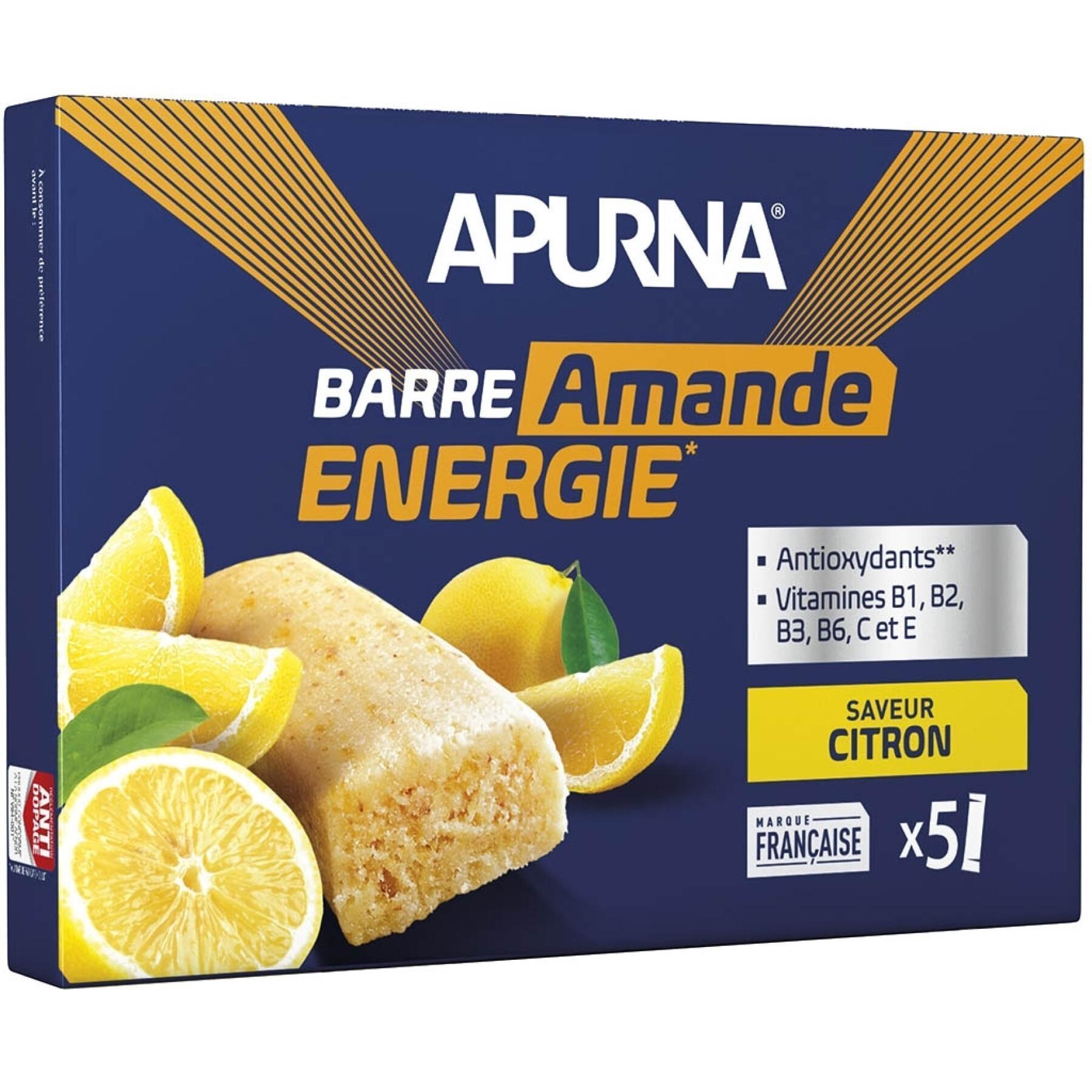 5er Pack zartschmelzende Energieriegeln, davon 1 Riegel gratis Apurna Citron/Amande