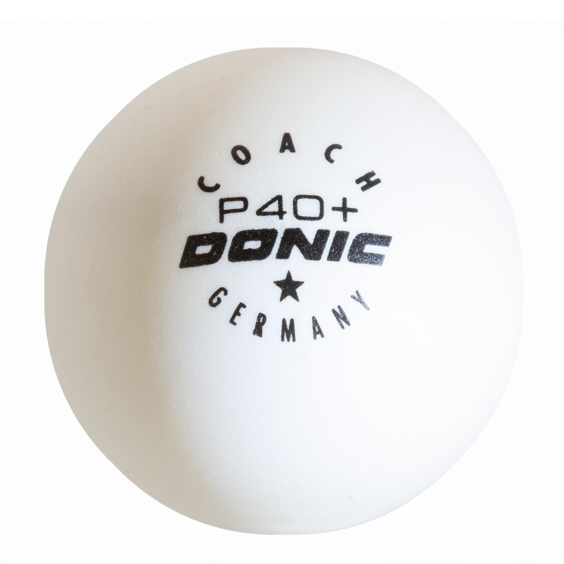 Set von 120 Tischtennisbällen Donic Coach P40+* (40 mm)