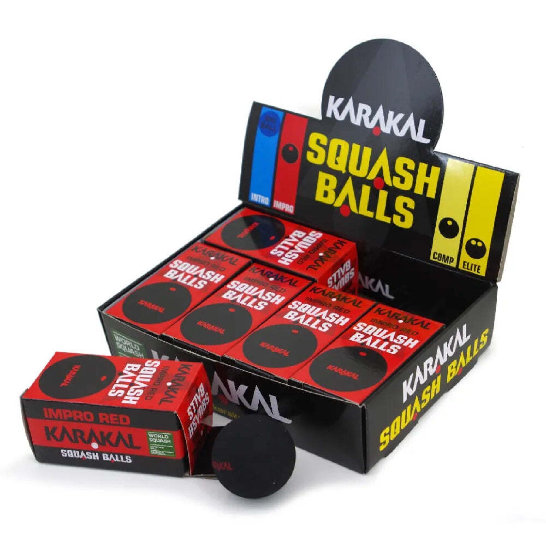 Set von 12 Squashbällen an point rouge Karakal