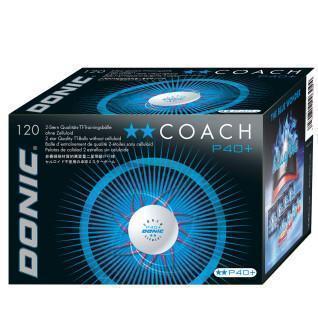 Set von 120 Tischtennisbällen Donic Coach P40+** (40 mm)